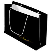 Zwarte Gouden Moderne Script Meisjesachtige Monogr Groot Cadeauzakje (Voorkant Gekanteld)