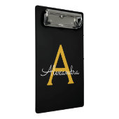 Zwarte Gouden Moderne Script Meisjesachtige Monogr Mini Klembord (Schuin)