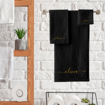 Zwarte Gouden Moderne Script Vrouwelijke Monogram 