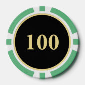 Zwarte Gouden Monogram 100 Toernooi Game Poker Chips (Voorkant)