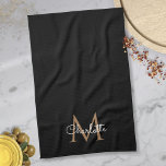 Zwarte Gouden Monogram Elegante Meisjesachtige Scr Theedoek<br><div class="desc">Chique zwarte en gouden monogram keukenhanddoek. U kunt de naam,  het monogram personaliseren en het lettertype en de kleuren aanpassen om uw eigen unieke ontwerp te creëren. Ontworpen door Thisisnotme©</div>