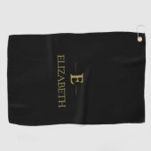 Zwarte & Gouden Monogram Golfhanddoek (Horizontaal)