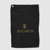 Zwarte & Gouden Monogram Golfhanddoek (Voorkant)