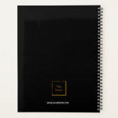 Zwarte gouden monogram initiaal bedrijfslogo planner (Achterkant)