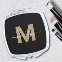 Zwarte Gouden Monogram Initiaal Naam