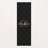 Zwarte gouden monogram initiaal naam script elegan yogamat (Voorkant)