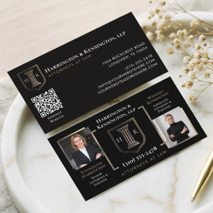 Zwarte Gouden Monogram Luxe Advocaat Kantoor Foto Visitekaartje