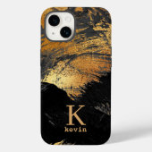 Zwarte gouden monogram naam elegant Case-Mate iPhone case (Achterkant)