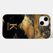 Zwarte gouden monogram naam elegant Case-Mate iPhone case (Achterkant (horizontaal))