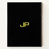 Zwarte Gouden Monogram Naam Elegante Sjabloon Notitieboek (Achterkant)