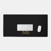 Zwarte Gouden Monogram Naam Initiaal Professioneel Bureaumat (Keyboard & Muis)