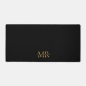Zwarte Gouden Monogram Naam Initiaal Professioneel Bureaumat (Voorkant)