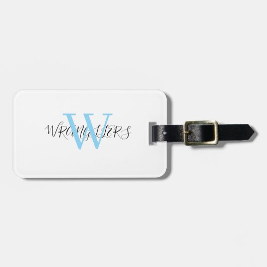 Zwarte Gouden Monogram Schrift Bagage Label (Voorkant horizontaal)