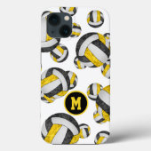 Zwarte gouden monogrammen volleybal meisjes Case-Mate iPhone case (Achterkant)