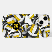 Zwarte gouden monogrammen volleybal meisjes Case-Mate iPhone case (Achterkant (horizontaal))