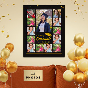 Zwarte Gouden Mut 13 Foto Collage Gefeliciteerd Af Poster