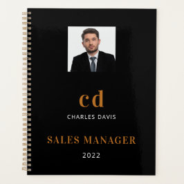 Zwarte gouden naam initialen fotobusiness 2023 planner