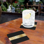 Zwarte gouden naam script verjaardag kartonnen onderzetters