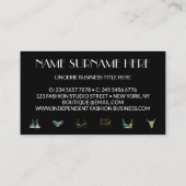 Zwarte gouden ondergoed Meisjeswinkel Lingerie Kle Visitekaartje (Achterkant)