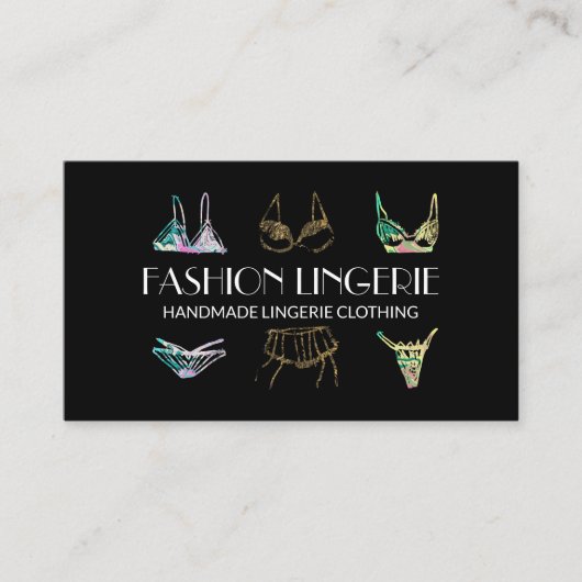 Zwarte gouden ondergoed Meisjeswinkel Lingerie Kle Visitekaartje (Voorkant)