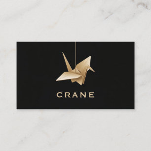 Zwarte Gouden Origami Kraanvogel Japans Elegant Visitekaartje