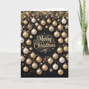 Zwarte Gouden Ornament Prettig Kerst Kaart