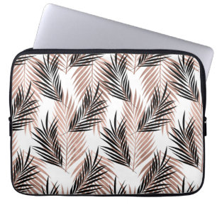Zwarte Gouden Palmblad Tropische Boom Hawaïaans Laptop Sleeve