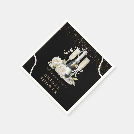 Zwarte gouden parels en Prosecco Vrijgezellenfeest Servet (Hoek)