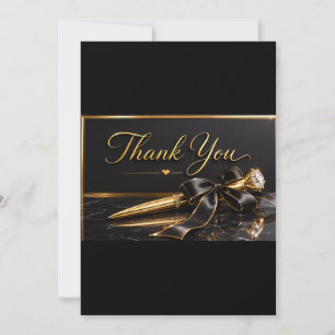 Zwarte Gouden Pen Bedankkaart   Black Tie Glamour