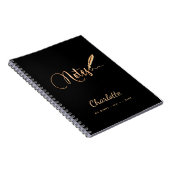 Zwarte gouden pen elegant scriptnaam notitieboek (Rechterzijde)