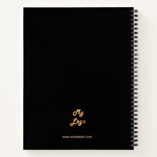 Zwarte gouden pen elegante script business logo notitieboek (Achterkant)