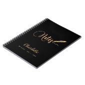 Zwarte gouden pen elegante script naam notitieboek (Linkerzijde)