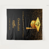 Zwarte gouden pet kwastje afstudeerfeest 2025 wandkleed (Voorkant (horizontaal))