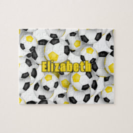 zwarte gouden ploeg kleuren jongens voetbal legpuzzel