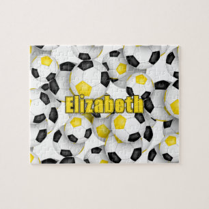 zwarte gouden ploeg kleuren jongens voetbal legpuzzel