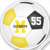 zwarte gouden ploeg kleuren jongens voetbal sticker (Voorkant)