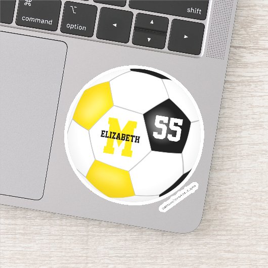 zwarte gouden ploeg kleuren jongens voetbal sticker (Detail)