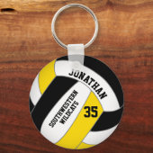 zwarte gouden ploeg naam volleybal jongens sleutelhanger (Achterkant)