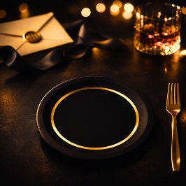 Zwarte & Gouden Poker Night Feestborden Papieren Bordje