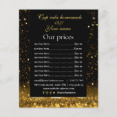 Zwarte & Gouden Prijslijst Service Glitterend Flyer (Voorkant)
