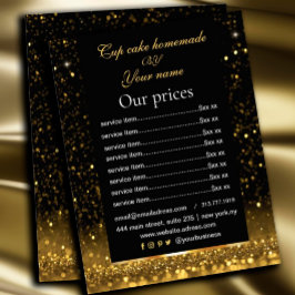 Zwarte & Gouden Prijslijst Service Glitterend Flyer