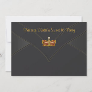 Zwarte Gouden Prinsessen Kroon Sweet 16 Feest Kaart