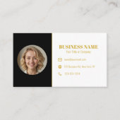 Zwarte Gouden QR-code Foto Zakelijk Luxe Makelaar Visitekaartje (Voorkant)