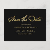 Zwarte Gouden QR-code Huwelijk Save The Date Briefkaart (Voorkant)