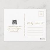 Zwarte Gouden QR-code Huwelijk Save The Date Briefkaart (Achterkant)