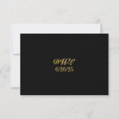 Zwarte Gouden QR-code Huwelijks RSVP Kaart (Achterkant)