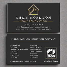 Zwarte Gouden QR-code voor renovatie en reparatie Visitekaartje