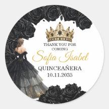 Zwarte Gouden Quinceañera Aangepaste Sticker