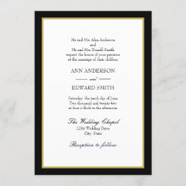 Zwarte Gouden Rand Beide Ouders Trouw Uitnodiging