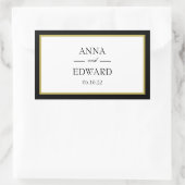 Zwarte Gouden Rand Bruid Bruidegom Rechthoekige St Rechthoekige Sticker (Tas)